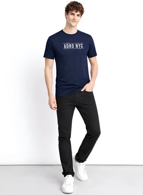 Adro Mens Branded Logo Printed T-Shirt | Typography Print 100% Cotton T shirt | Stylish Tee Summer Regular Fit Graphic Tshirt
