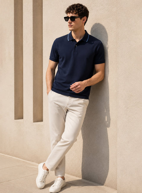 ADRO Mens Polo TShirt | Airtex Cotton Matty Fabric | Regular Fit | Breathable, Durable & Premium Casual Polo T-Shirt for Men | Deep Navy Blue