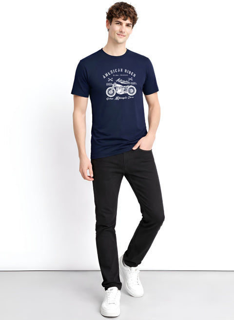 Adro Mens American Rider Printed T-Shirt | 100% Cotton T shirt for Bikers | Stylish Casual Tee Summer Regular Fit Biker Tshirt