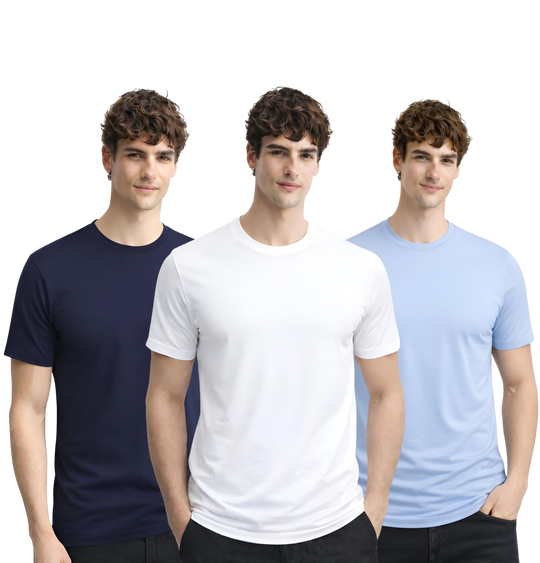Men’s Cotton T-Shirt Combo Pack of 3 | Regular Fit | ADRO Basics