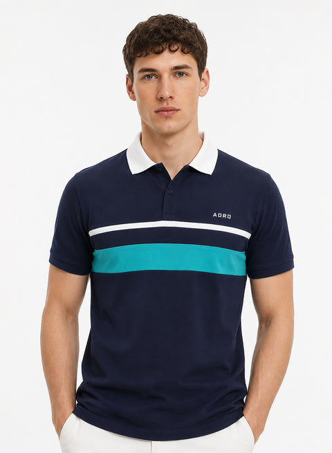 Adro Multicolour Polo T Shirt | 100% Cotton Mens Polo Tshirt | Regular Fit Half Sleeve Cut & Sew Polo T-shirt for men  | Wave Signal