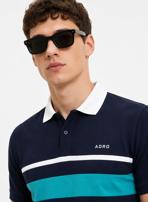 Adro Multicolour Polo T Shirt | 100% Cotton Mens Polo Tshirt | Regular Fit Half Sleeve Cut & Sew Polo T-shirt for men  | Wave Signal