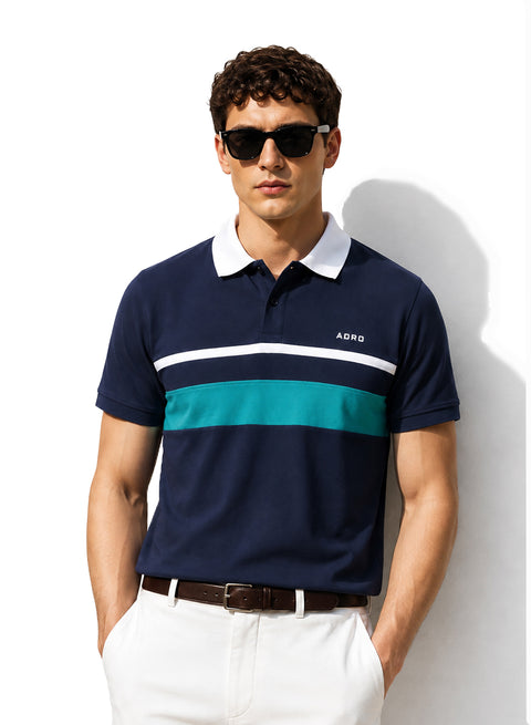 Adro Multicolour Polo T Shirt | 100% Cotton Mens Polo Tshirt | Regular Fit Half Sleeve Cut & Sew Polo T-shirt for men  | Wave Signal