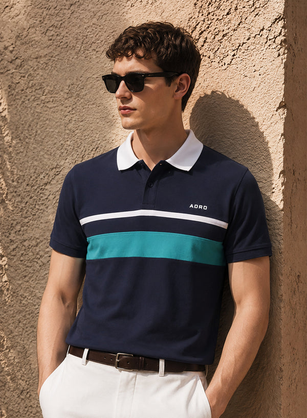 Adro Multicolour Polo T Shirt | 100% Cotton Mens Polo Tshirt | Regular Fit Half Sleeve Cut & Sew Polo T-shirt for men  | Wave Signal