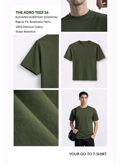 Men’s Cotton T-Shirt Combo Pack of 3 | Regular Fit | ADRO Basics