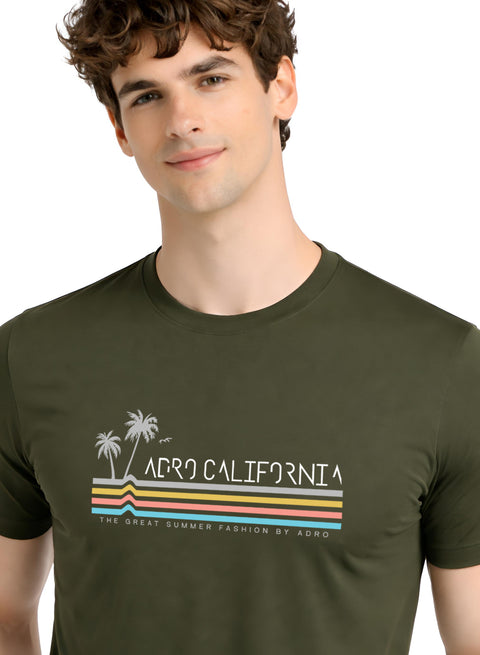 Adro Mens California Graphic T-Shirt | Retro Stripe Print Cotton Summer Tshirt | Stylish Beach T shirt | Comfortable Graphic Tee