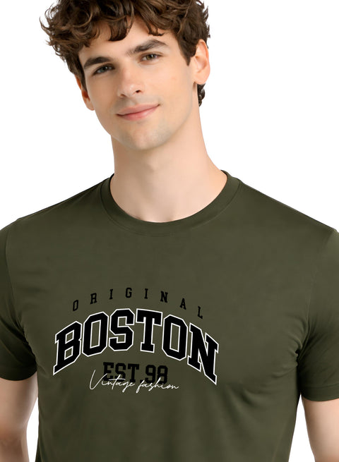 Adro Mens Boston City Printed Tshirt | Athletic Stylish Summer College Cotton T-shirt | Sporty Comfortable T shirts | Regular Fit