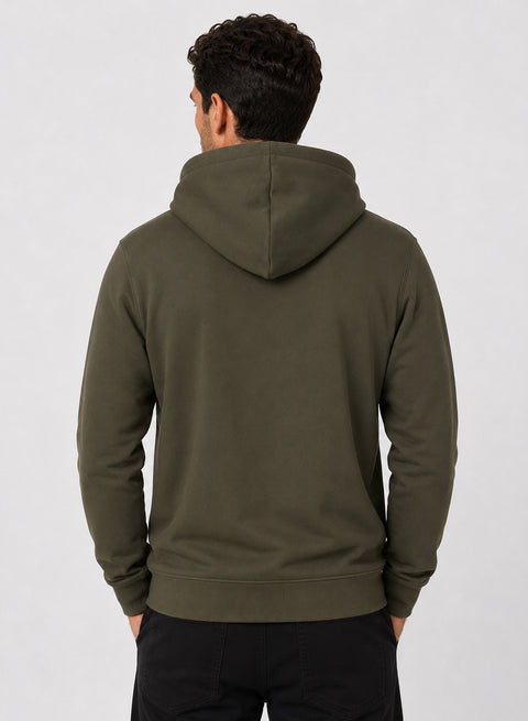 ADRO Zipper Hoodie for Men | 300 GSM Cotton Hoodies | Regular Fit Jacket for Men with Pockets | Sweatshirts with Zipper for Men | Moss Olive