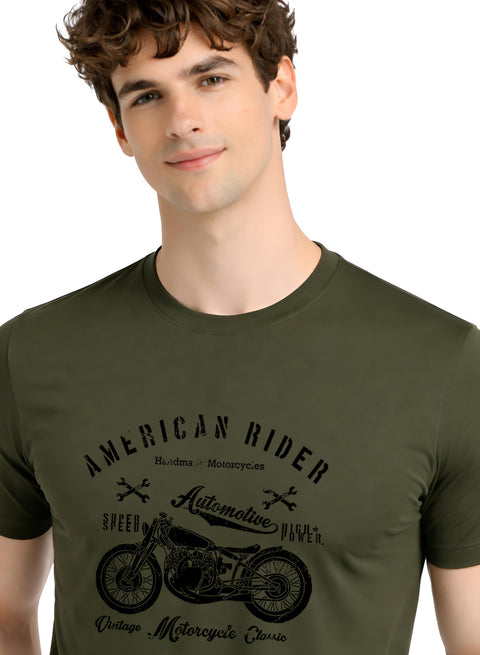 Adro Mens American Rider Printed T-Shirt | 100% Cotton T shirt for Bikers | Stylish Casual Tee Summer Regular Fit Biker Tshirt