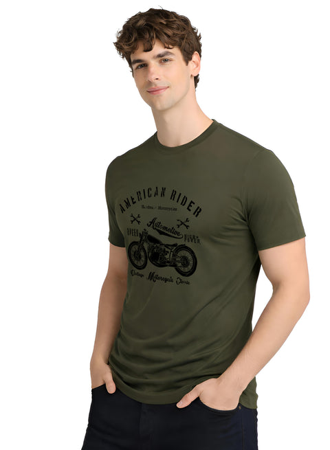 Adro Mens American Rider Printed T-Shirt | 100% Cotton T shirt for Bikers | Stylish Casual Tee Summer Regular Fit Biker Tshirt