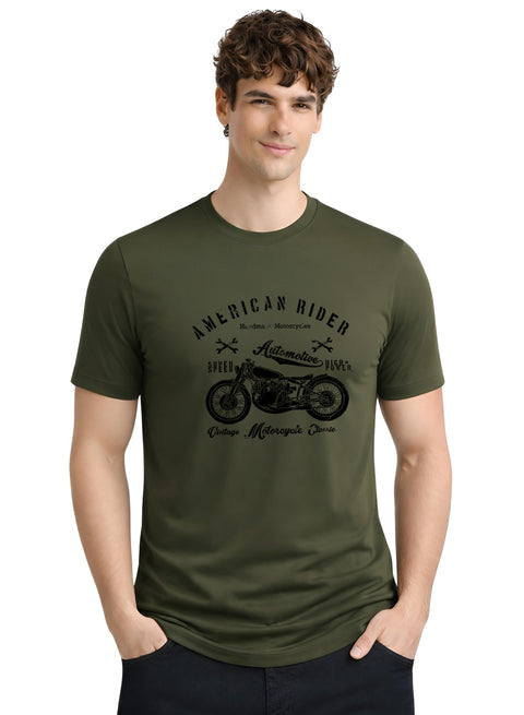 Adro Mens American Rider Printed T-Shirt | 100% Cotton T shirt for Bikers | Stylish Casual Tee Summer Regular Fit Biker Tshirt