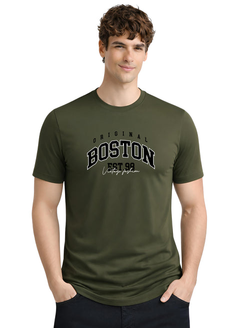 Adro Mens Boston City Printed Tshirt | Athletic Stylish Summer College Cotton T-shirt | Sporty Comfortable T shirts | Regular Fit