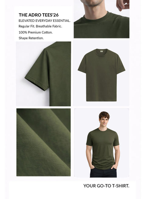Men’s Cotton T-Shirt Combo Pack of 3 | Regular Fit | ADRO Basics
