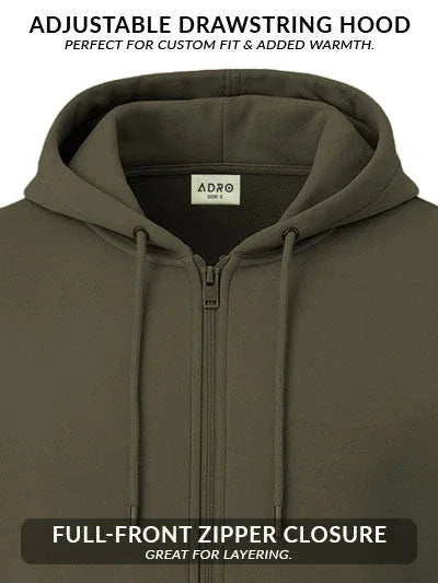 Adro Men’s Zipper Hoodie | Soft Fleece | Casual Streetwear