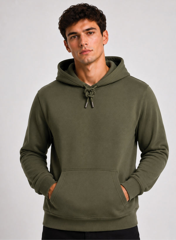 ADRO Hoodie for men | 300 GSM Cotton Fleece Warm & Soft Fabric | Mens Hoodies | Casual Sweatshirt for Winter, Travel & Collage | Regular Fit Hooded Pullover | Moss Olive