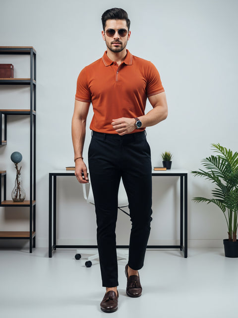 Adro Polo T Shirt for Men | Black Polo T-shirt | 100% Cotton Polo Tshirt | Regular Fit Polo| Available in Plus Size Polo