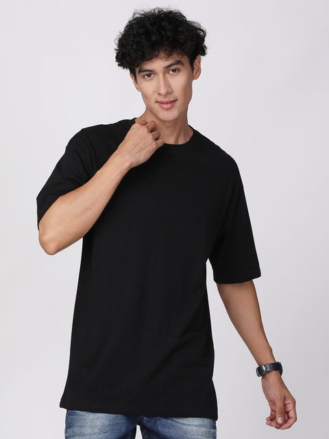 Buy Black Premium 100% Cotton Oversized T-shirt for Men - ADRO
