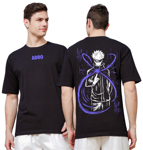 Adro Oversize T shirt for men | Drop shoulder Cotton T shirt | Anime Oversize T-shirt | Luffy T shirt Gear 5| Trendy Front and Back Printed T shirt
