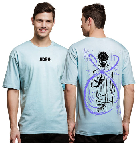 Adro Oversize T shirt for men | Drop shoulder Cotton T shirt | Anime Oversize T-shirt | Luffy T shirt Gear 5| Trendy Front and Back Printed T shirt