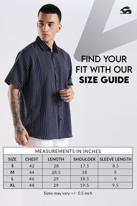 Adro Men Spread Collar Vertical Striped Self Design Cotton Oversized Casual Shirt
