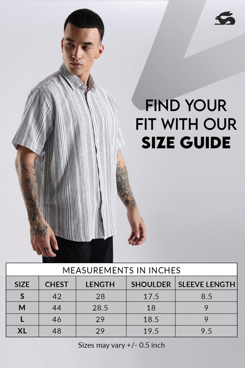 Adro Men Spread Collar Vertical Striped Self Design Cotton Oversized Casual Shirt