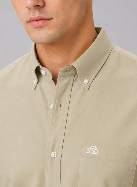 ADRO Men's Premium Oxford Cotton Shirt | Full Sleeve Casual Shirt | Regular Fit | Beige