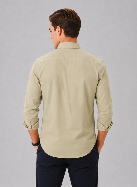 ADRO Men's Premium Oxford Cotton Shirt | Full Sleeve Casual Shirt | Regular Fit | Beige