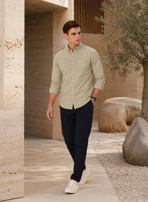 ADRO Men's Premium Oxford Cotton Shirt | Full Sleeve Casual Shirt | Regular Fit | Beige