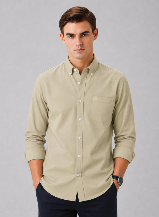ADRO Premium Oxford Cotton Casual Shirt – Oatmeal