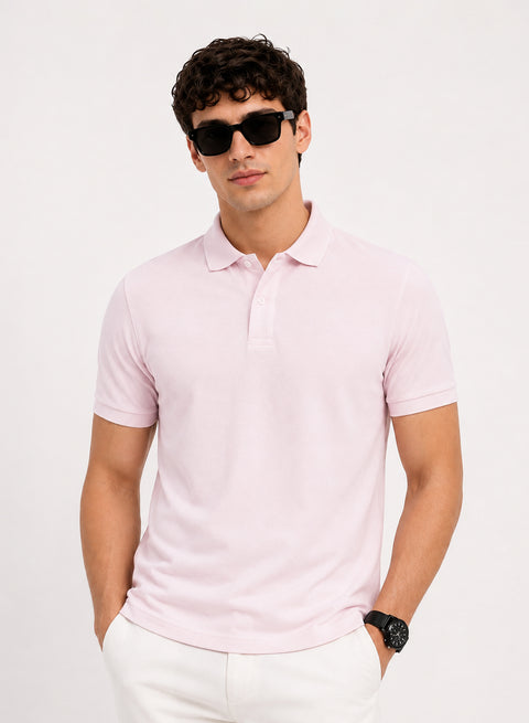 ADRO Mens Polo TShirt | Airtex Cotton Matty Fabric | Regular Fit | Breathable, Durable & Premium Casual Polo T-Shirt for Men | Pink Marshmellow