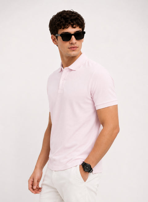 ADRO Mens Polo TShirt | Airtex Cotton Matty Fabric | Regular Fit | Breathable, Durable & Premium Casual Polo T-Shirt for Men | Pink Marshmellow