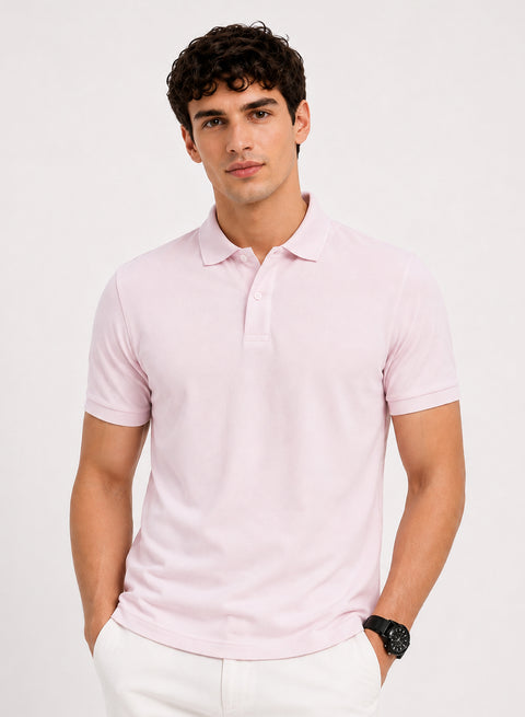 ADRO Mens Polo TShirt | Airtex Cotton Matty Fabric | Regular Fit | Breathable, Durable & Premium Casual Polo T-Shirt for Men | Pink Marshmellow