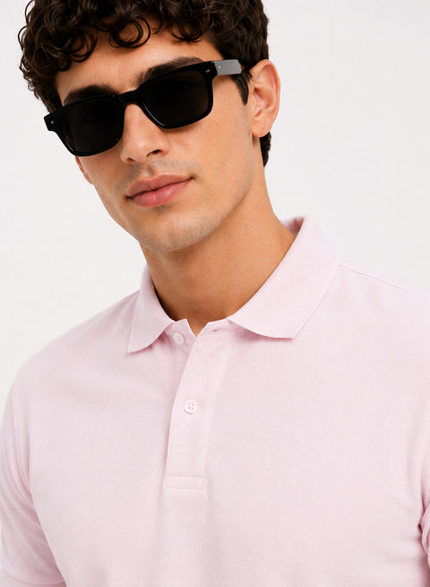 ADRO Mens Polo TShirt | Airtex Cotton Matty Fabric | Regular Fit | Breathable, Durable & Premium Casual Polo T-Shirt for Men | Pink Marshmellow