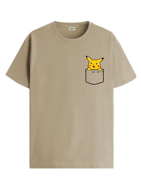 Adro Tshirt for Men | Anime T shirt for men | 100% Cotton Tshirt | Graphic Printed T-shirt | Chest Printed Tshirt | Pikachu Anime Tshirt | T-shirts