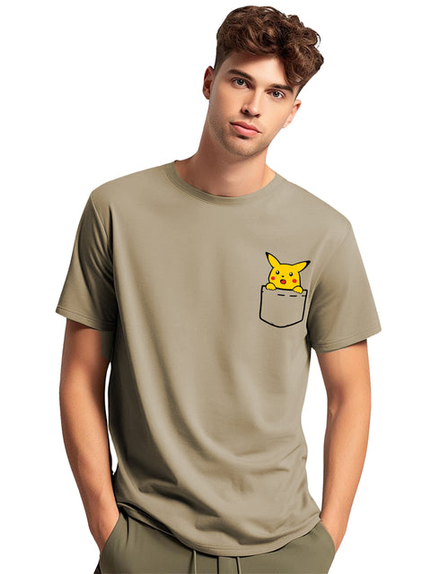 Adro Tshirt for Men | Anime T shirt for men | 100% Cotton Tshirt | Graphic Printed T-shirt | Chest Printed Tshirt | Pikachu Anime Tshirt | T-shirts