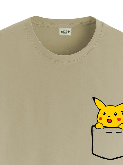 Adro Tshirt for Men | Anime T shirt for men | 100% Cotton Tshirt | Graphic Printed T-shirt | Chest Printed Tshirt | Pikachu Anime Tshirt | T-shirts