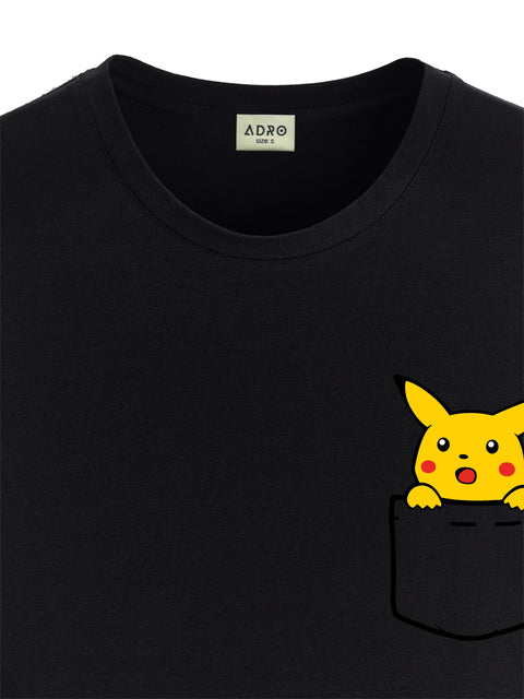 Adro Tshirt for Men | Anime T shirt for men | 100% Cotton Tshirt | Graphic Printed T-shirt | Chest Printed Tshirt | Pikachu Anime Tshirt | T-shirts