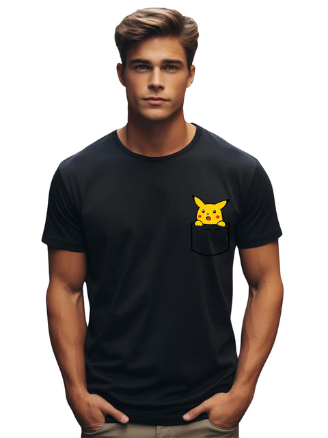 Adro Tshirt for Men | Anime T shirt for men | 100% Cotton Tshirt | Graphic Printed T-shirt | Chest Printed Tshirt | Pikachu Anime Tshirt | T-shirts