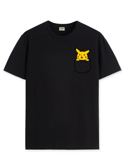 Adro Tshirt for Men | Anime T shirt for men | 100% Cotton Tshirt | Graphic Printed T-shirt | Chest Printed Tshirt | Pikachu Anime Tshirt | T-shirts