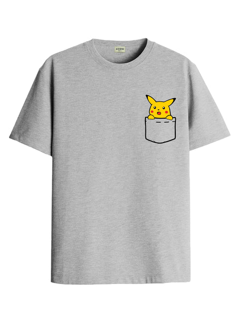 Adro Tshirt for Men | Anime T shirt for men | 100% Cotton Tshirt | Graphic Printed T-shirt | Chest Printed Tshirt | Pikachu Anime Tshirt | T-shirts