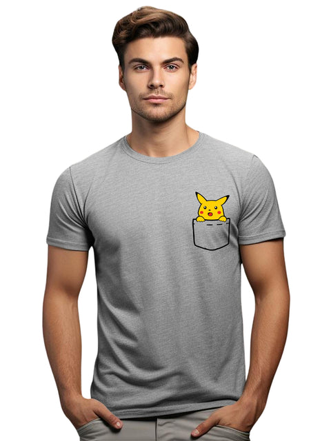 Adro Tshirt for Men | Anime T shirt for men | 100% Cotton Tshirt | Graphic Printed T-shirt | Chest Printed Tshirt | Pikachu Anime Tshirt | T-shirts