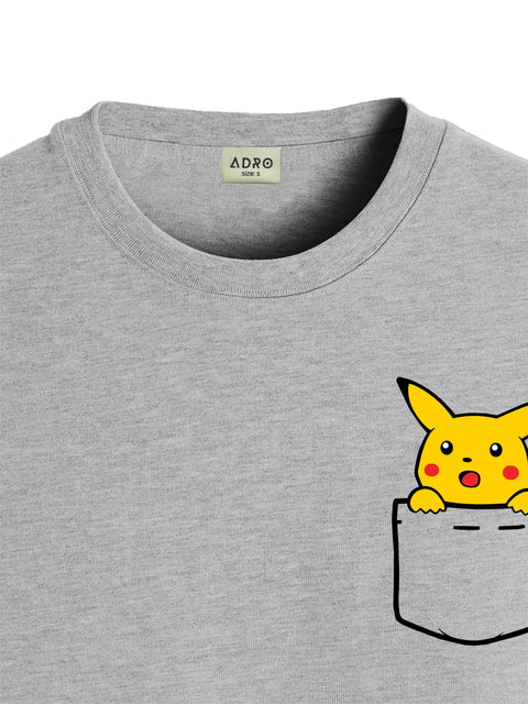 Adro Tshirt for Men | Anime T shirt for men | 100% Cotton Tshirt | Graphic Printed T-shirt | Chest Printed Tshirt | Pikachu Anime Tshirt | T-shirts