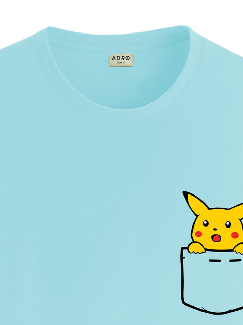 Adro Tshirt for Men | Anime T shirt for men | 100% Cotton Tshirt | Graphic Printed T-shirt | Chest Printed Tshirt | Pikachu Anime Tshirt | T-shirts