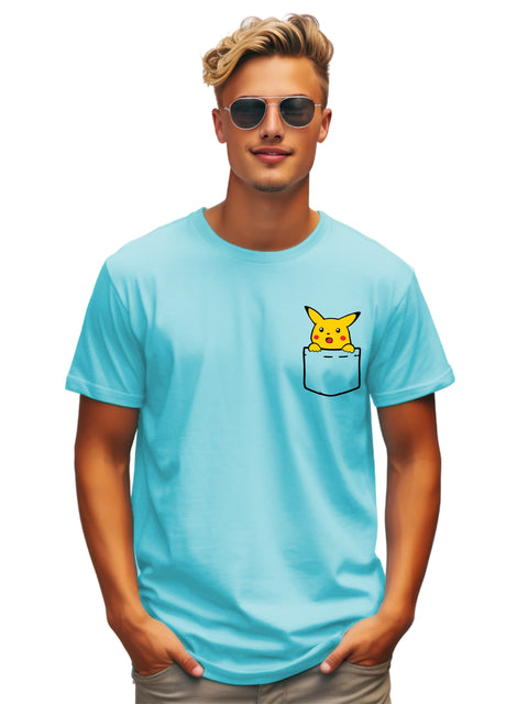 Adro Tshirt for Men | Anime T shirt for men | 100% Cotton Tshirt | Graphic Printed T-shirt | Chest Printed Tshirt | Pikachu Anime Tshirt | T-shirts