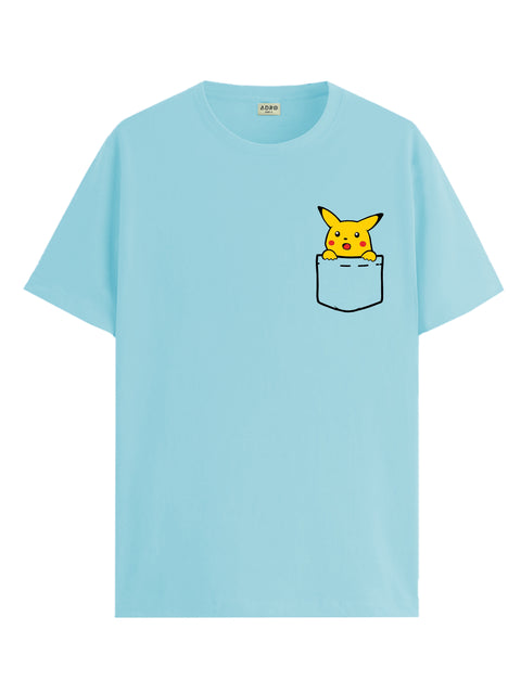 Adro Tshirt for Men | Anime T shirt for men | 100% Cotton Tshirt | Graphic Printed T-shirt | Chest Printed Tshirt | Pikachu Anime Tshirt | T-shirts