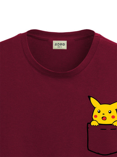 Adro Tshirt for Men | Anime T shirt for men | 100% Cotton Tshirt | Graphic Printed T-shirt | Chest Printed Tshirt | Pikachu Anime Tshirt | T-shirts