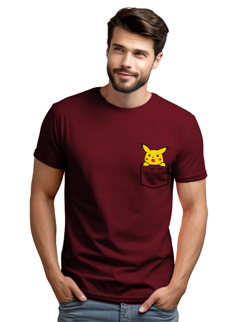 Adro Tshirt for Men | Anime T shirt for men | 100% Cotton Tshirt | Graphic Printed T-shirt | Chest Printed Tshirt | Pikachu Anime Tshirt | T-shirts