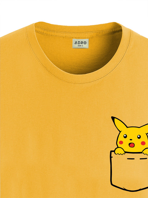 Adro Tshirt for Men | Anime T shirt for men | 100% Cotton Tshirt | Graphic Printed T-shirt | Chest Printed Tshirt | Pikachu Anime Tshirt | T-shirts