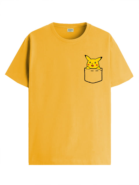 Adro Tshirt for Men | Anime T shirt for men | 100% Cotton Tshirt | Graphic Printed T-shirt | Chest Printed Tshirt | Pikachu Anime Tshirt | T-shirts