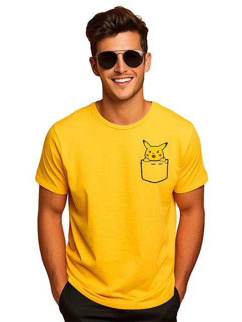 Adro Tshirt for Men | Anime T shirt for men | 100% Cotton Tshirt | Graphic Printed T-shirt | Chest Printed Tshirt | Pikachu Anime Tshirt | T-shirts